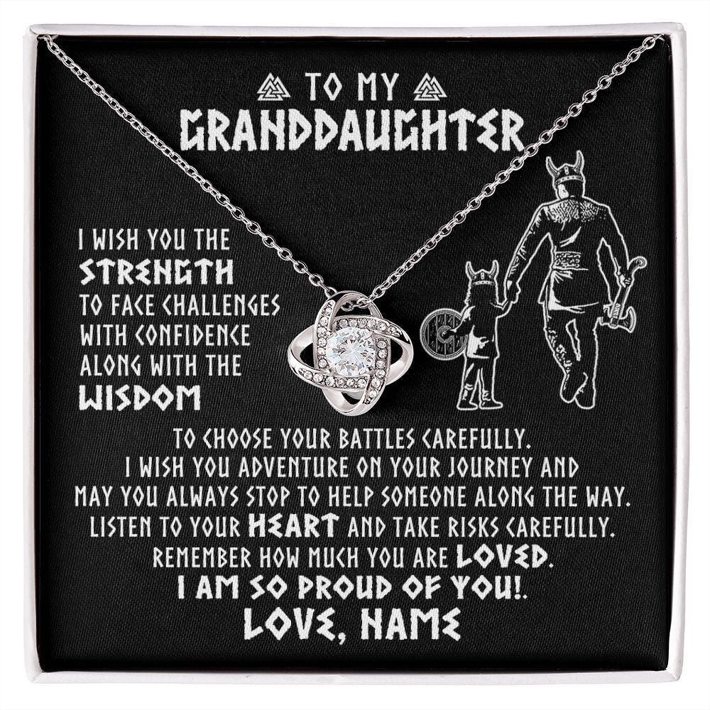 Personalized To My Granddaughter Viking Necklace From Papa Grandpa I Am So Proud Of You Runes Viking Birthday Christmas Customized Gift Box Message Card