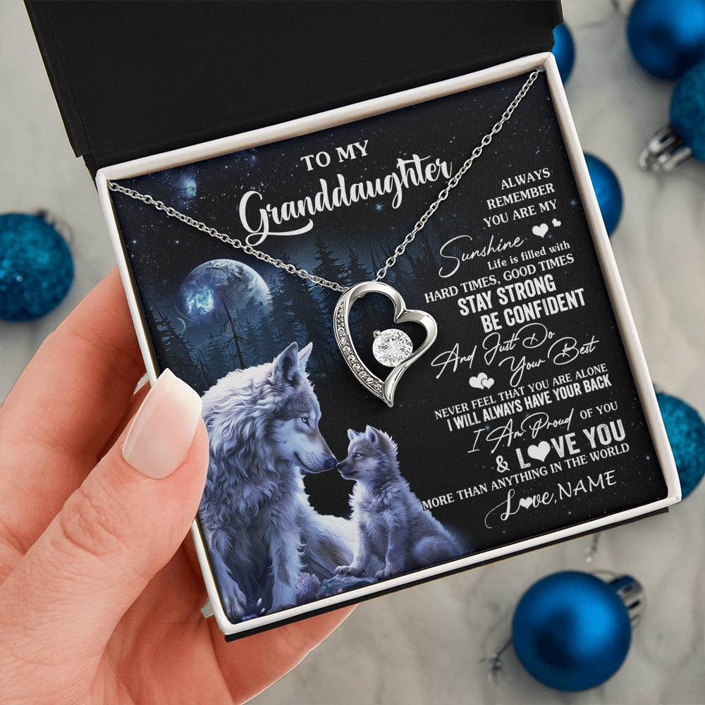 Personalized To My Granddaughter Wolf Necklace From Grandma Grandpa Always Remember Granddaughter Birthday Christmas Customized Gift Box Message Card