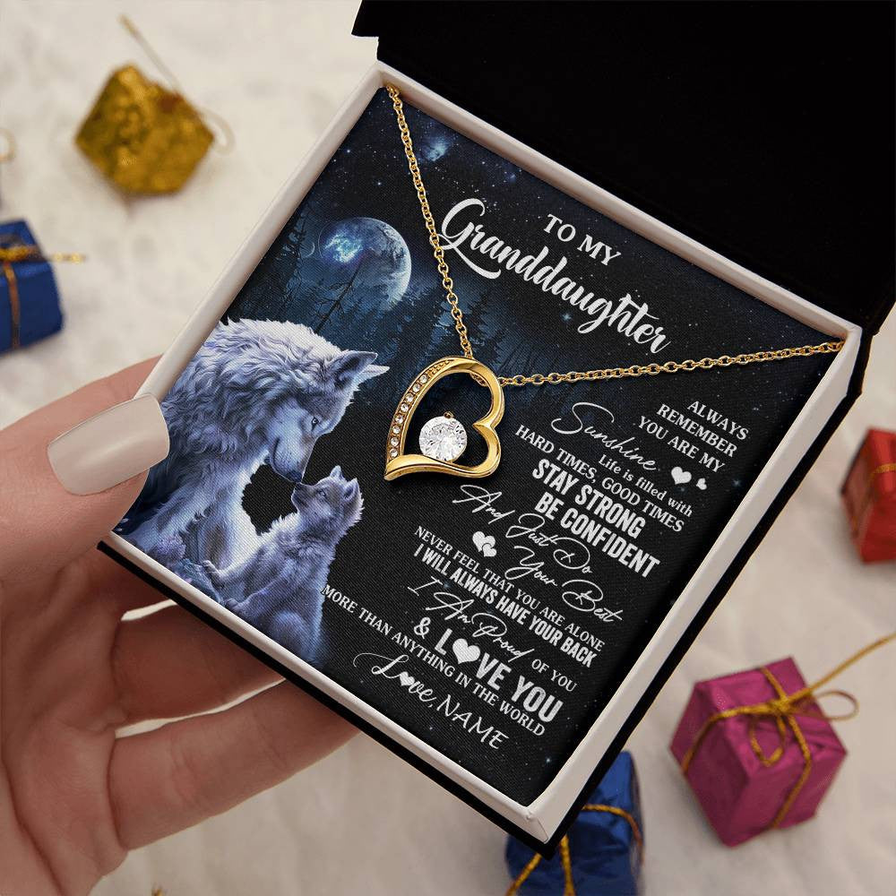 Personalized To My Granddaughter Wolf Necklace From Grandma Grandpa Always Remember Granddaughter Birthday Christmas Customized Gift Box Message Card