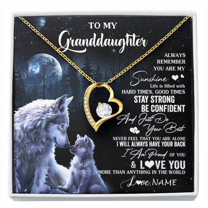 Personalized To My Granddaughter Wolf Necklace From Grandma Grandpa Always Remember Granddaughter Birthday Christmas Customized Gift Box Message Card