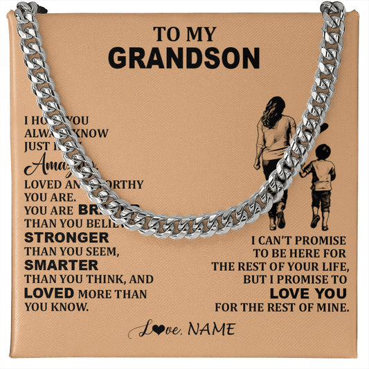 Personalized To My Grandson Necklace From Grandma Promise To Love You Grandson Birthday Gifts Graduation Christmas Customized Gift Box Message Card