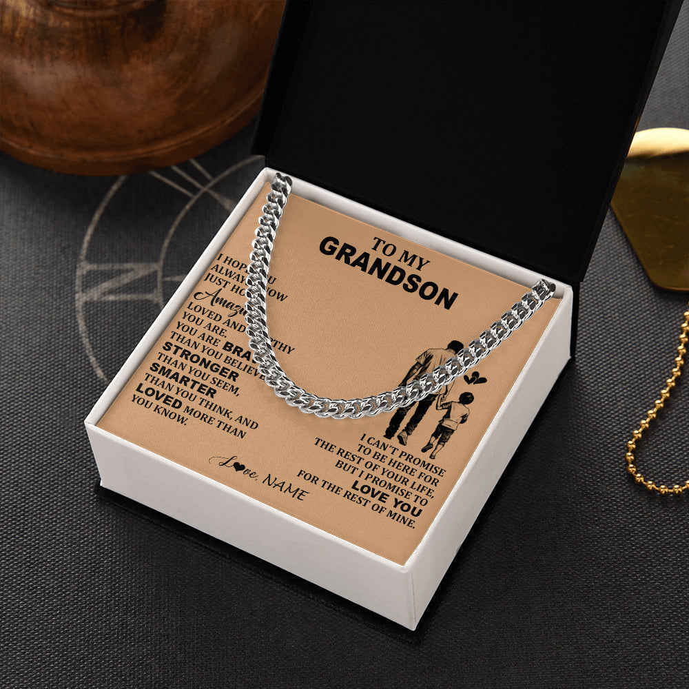 Personalized To My Grandson Necklace From Grandpa Promise To Love You Grandson Birthday Gifts Graduation Jewelry Christmas Customized Gift Box Message Card
