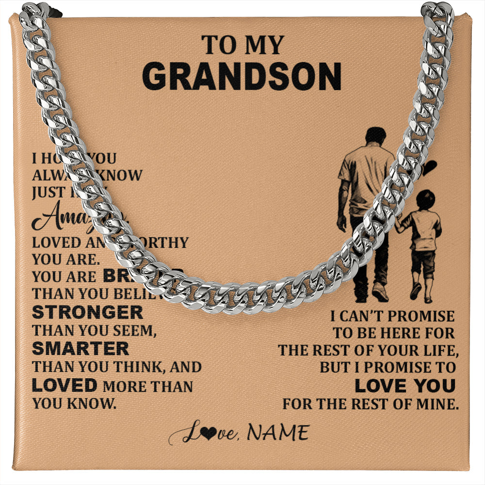 Personalized To My Grandson Necklace From Grandpa Promise To Love You Grandson Birthday Gifts Graduation Jewelry Christmas Customized Gift Box Message Card