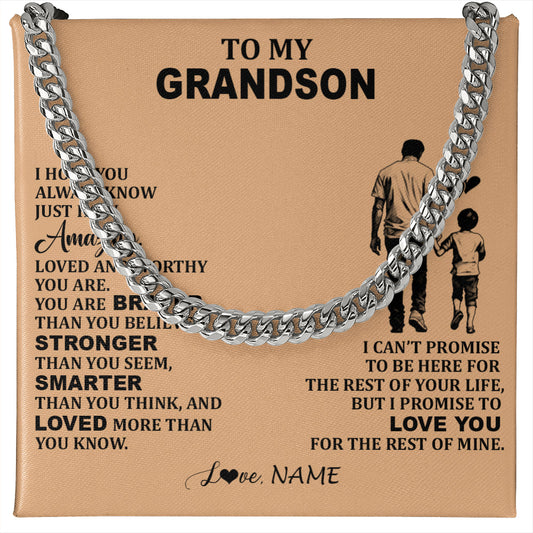 Personalized To My Grandson Necklace From Grandpa Promise To Love You Grandson Birthday Gifts Graduation Jewelry Christmas Customized Gift Box Message Card