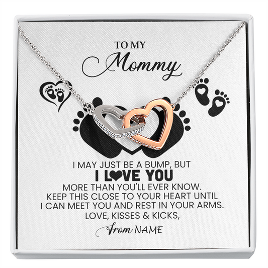 Personalized To My Mommy Necklace Heart Feet New Mom To Be Baby Pregnancy Mom First Time Mom Happy 1st Mothers Day Customized Gift Box and Message Card