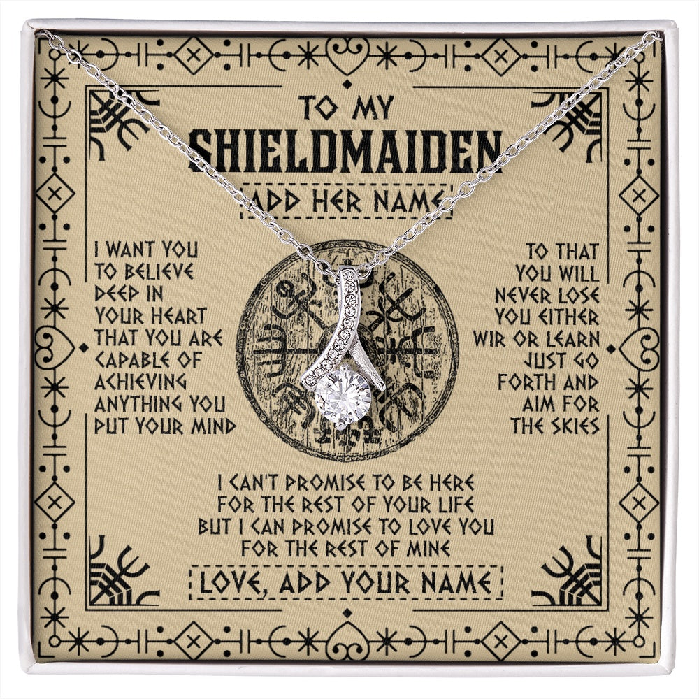 Personalized To My Shieldmaiden Necklace Viking Never Lose Niece Granddaughter Daughter Birthday Gifts Christmas Jewelry Customized Gift Box Message Card