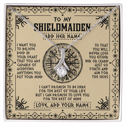 Personalized To My Shieldmaiden Necklace Viking Never Lose Niece Granddaughter Daughter Birthday Gifts Christmas Jewelry Customized Gift Box Message Card