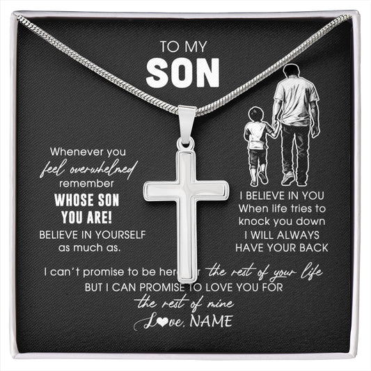 Personalized To My Son Necklace From Dad Father Whenever You Feel Overwhelmed Daughter Jewelry Birthday Graduation Christmas Customized Gift Box Message Card