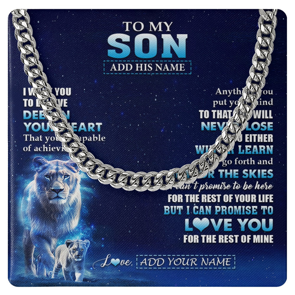 Personalized To My Son Necklace From Mom Mother Believe Your Heart Son Gift Birthday Graduation Christmas Customized Gift Box Message Card