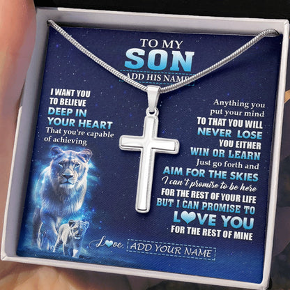 Personalized To My Son Necklace From Mom Mother Believe Your Heart Son Gift Birthday Graduation Christmas Customized Gift Box Message Card