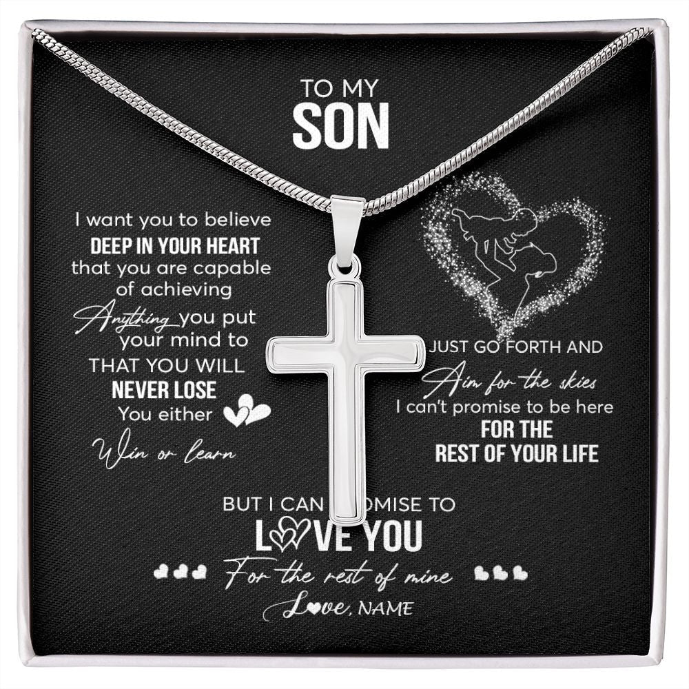 Personalized To My Son Necklace From Mom Mother Promise To Love You Son Birthday Graduation Christmas Pendant Customized Gift Box Message Card