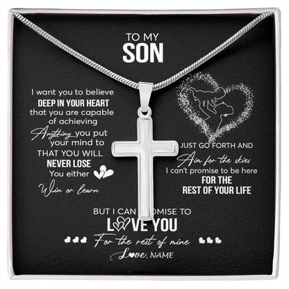 Personalized To My Son Necklace From Mom Mother Promise To Love You Son Birthday Graduation Christmas Pendant Customized Gift Box Message Card
