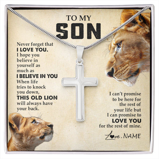 Personalized To My Son Necklace from Mom Fahter Never Forget I Love You Lion Son Birthday Graduation Christmas Jewelry Customized Gift Box Message Card