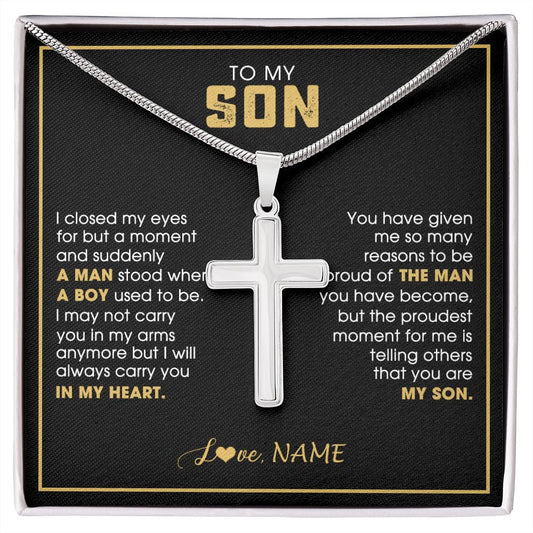 Personalized To My Son Necklace from Mom Mother Dad I Closed My Eyes For A Moment Son Birthday Graduation Christmas Jewelry Customized Gift Box Message Card
