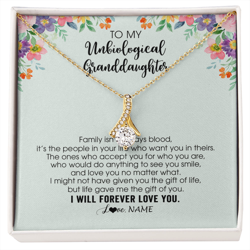 Personalized To My Unbiological Granddaughter Necklace Family Isn't Always Blood Bonus Granddaughter Birthday Gifts Christmas Customized Gift Box Message Card