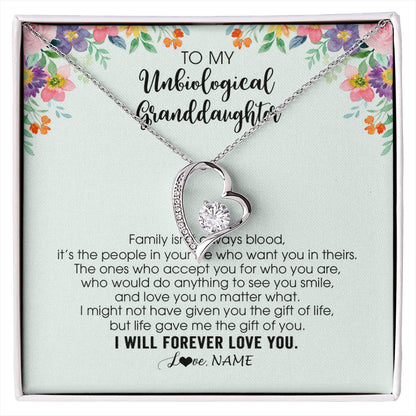 Personalized To My Unbiological Granddaughter Necklace Family Isn't Always Blood Bonus Granddaughter Birthday Gifts Christmas Customized Gift Box Message Card
