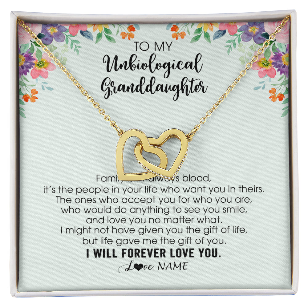 Personalized To My Unbiological Granddaughter Necklace Family Isn't Always Blood Bonus Granddaughter Birthday Gifts Christmas Customized Gift Box Message Card