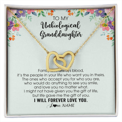 Personalized To My Unbiological Granddaughter Necklace Family Isn't Always Blood Bonus Granddaughter Birthday Gifts Christmas Customized Gift Box Message Card