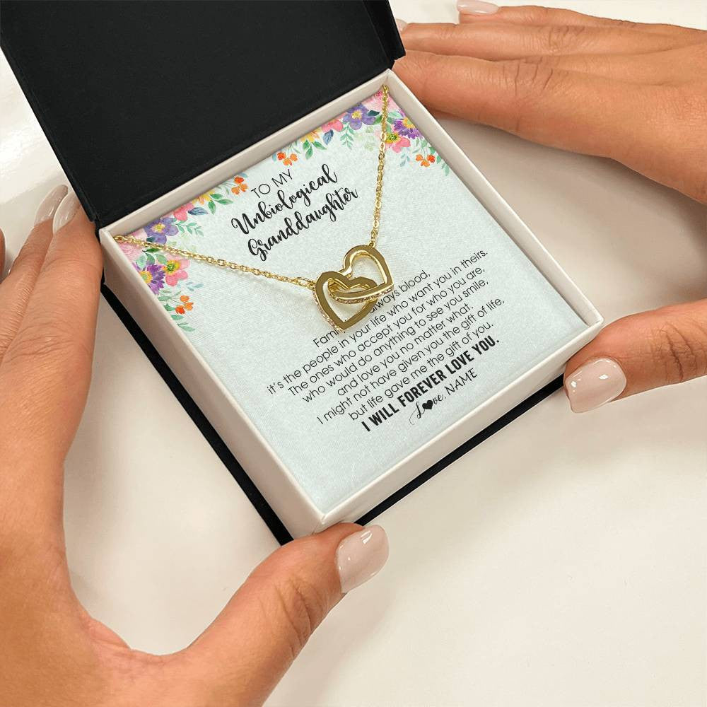 Personalized To My Unbiological Granddaughter Necklace Family Isn't Always Blood Bonus Granddaughter Birthday Gifts Christmas Customized Gift Box Message Card