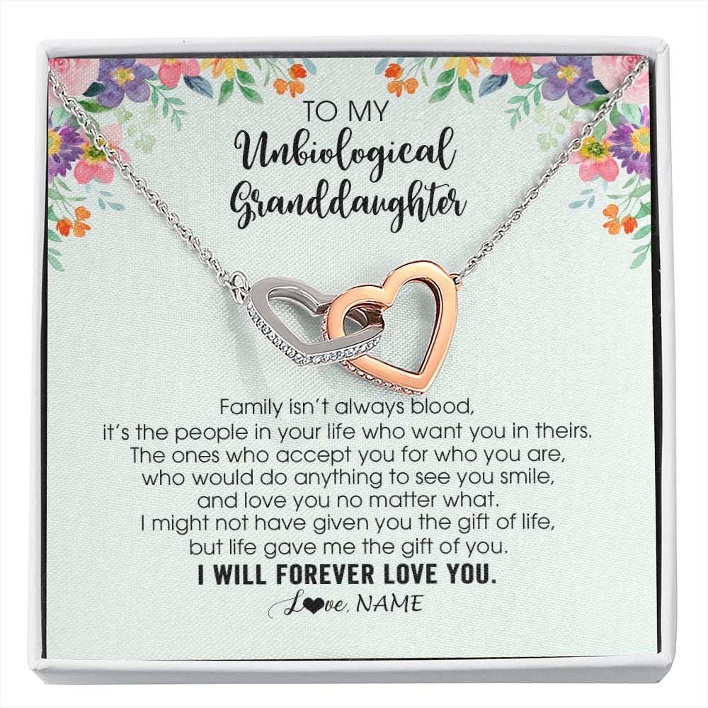 Personalized To My Unbiological Granddaughter Necklace Family Isn't Always Blood Bonus Granddaughter Birthday Gifts Christmas Customized Gift Box Message Card