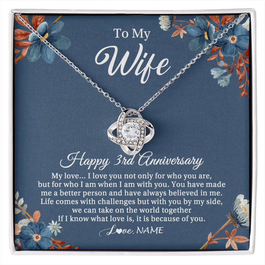 Personalized To My Wife Necklace From Husband 3 Years Wedding Anniversary For Her 3rd Anniversary For Her 3 Years Anniversary Customized Gift Box Message Card