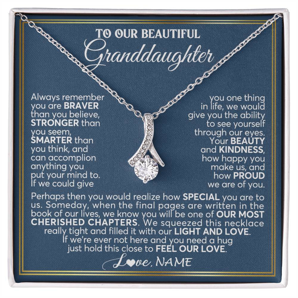 Personalized To Our Beautiful Granddaughter Necklace From Grandma Grandpa Always Remember Granddaughter Birthday Christmas Customized Gift Box Message Card