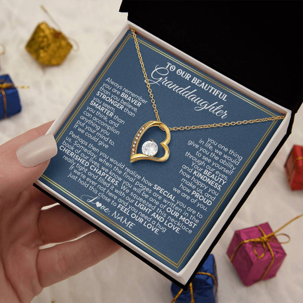 Personalized To Our Beautiful Granddaughter Necklace From Grandma Grandpa Always Remember Granddaughter Birthday Christmas Customized Gift Box Message Card