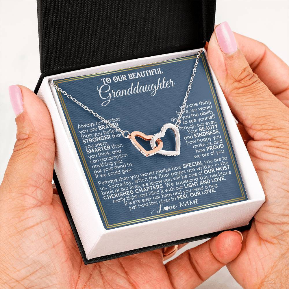 Personalized To Our Beautiful Granddaughter Necklace From Grandma Grandpa Always Remember Granddaughter Birthday Christmas Customized Gift Box Message Card