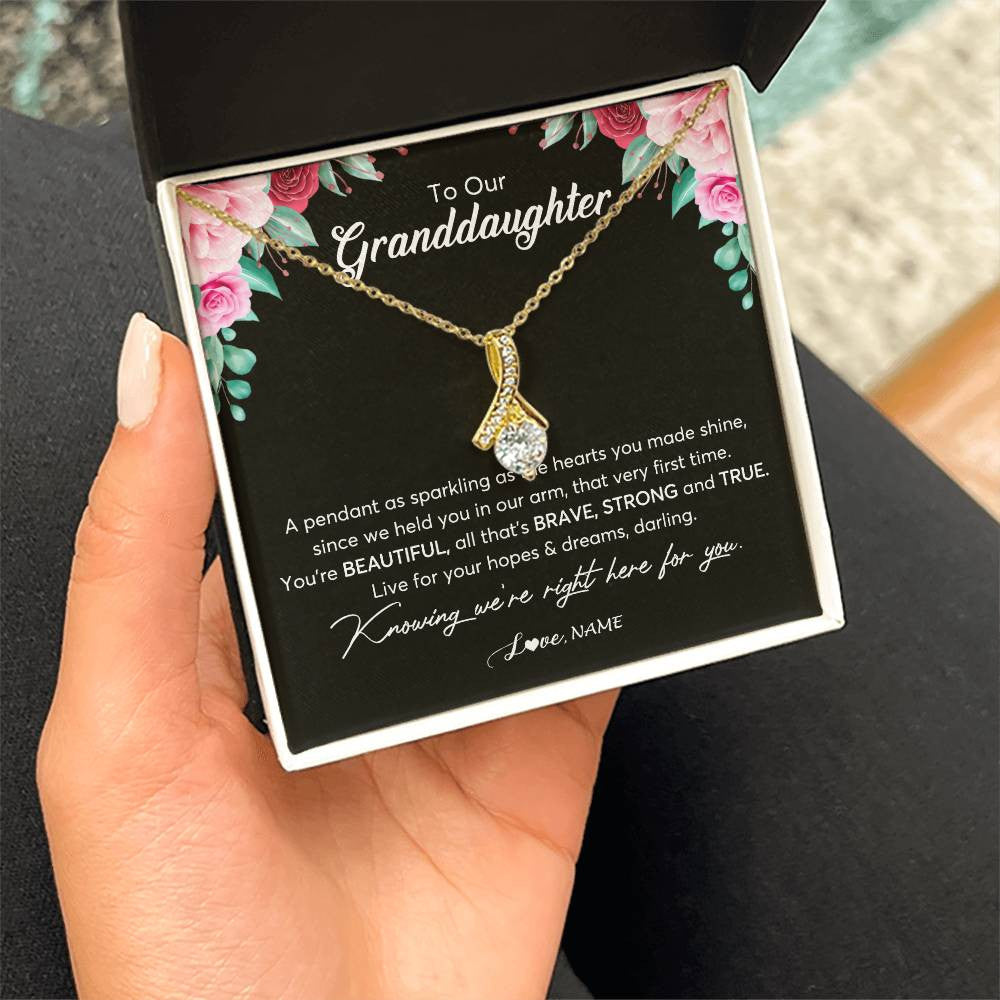 Personalized To Our Granddaughter Necklace From Aunt Uncle You're Beautiful Granddaughter Jewelry Pendant Birthday Christmas Customized Gift Box Message Card