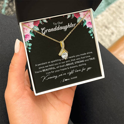 Personalized To Our Granddaughter Necklace From Aunt Uncle You're Beautiful Granddaughter Jewelry Pendant Birthday Christmas Customized Gift Box Message Card