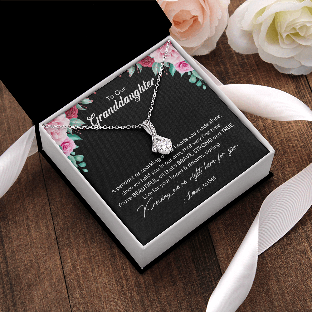 Personalized To Our Granddaughter Necklace From Aunt Uncle You're Beautiful Granddaughter Jewelry Pendant Birthday Christmas Customized Gift Box Message Card