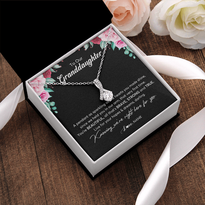 Personalized To Our Granddaughter Necklace From Aunt Uncle You're Beautiful Granddaughter Jewelry Pendant Birthday Christmas Customized Gift Box Message Card