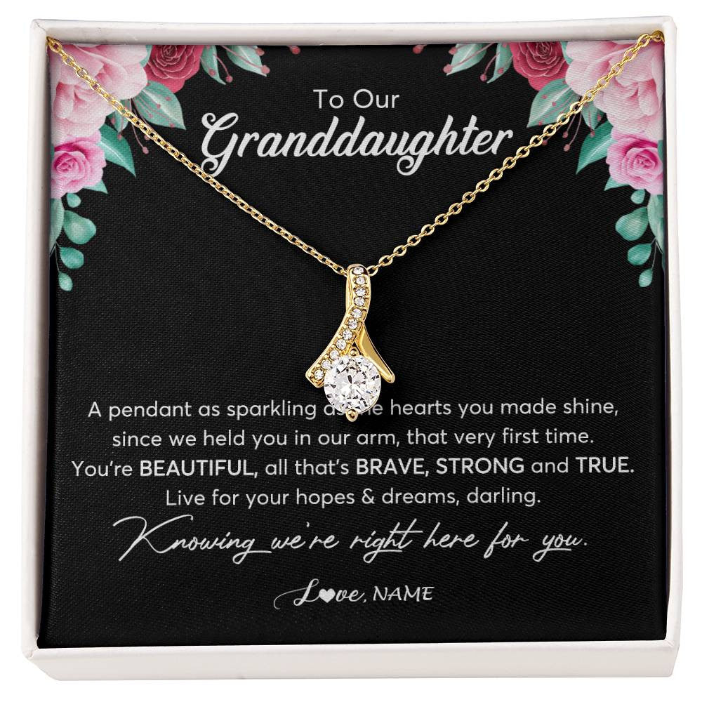 Personalized To Our Granddaughter Necklace From Aunt Uncle You're Beautiful Granddaughter Jewelry Pendant Birthday Christmas Customized Gift Box Message Card