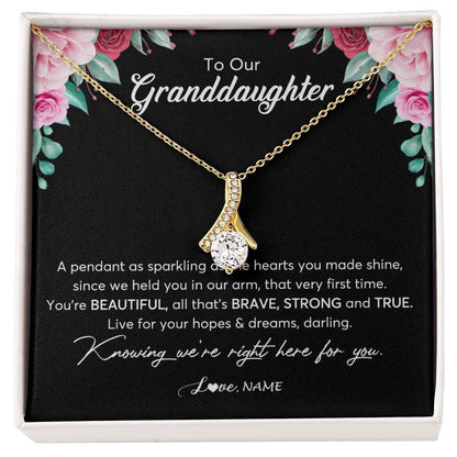 Personalized To Our Granddaughter Necklace From Aunt Uncle You're Beautiful Granddaughter Jewelry Pendant Birthday Christmas Customized Gift Box Message Card
