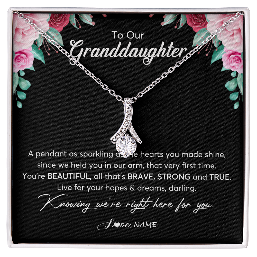 Personalized To Our Granddaughter Necklace From Aunt Uncle You're Beautiful Granddaughter Jewelry Pendant Birthday Christmas Customized Gift Box Message Card