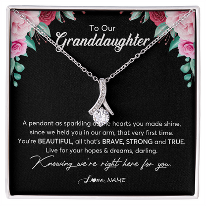 Personalized To Our Granddaughter Necklace From Aunt Uncle You're Beautiful Granddaughter Jewelry Pendant Birthday Christmas Customized Gift Box Message Card