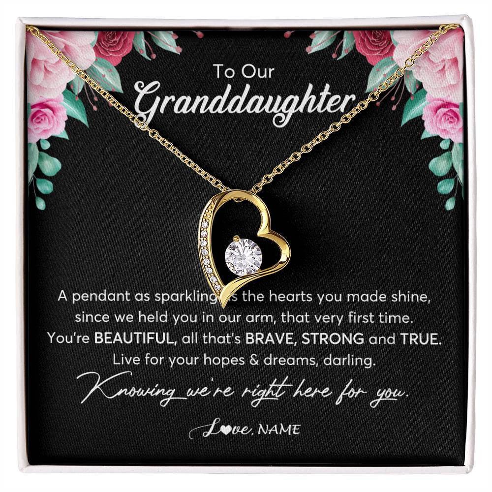 Personalized To Our Granddaughter Necklace From Aunt Uncle You're Beautiful Granddaughter Jewelry Pendant Birthday Christmas Customized Gift Box Message Card