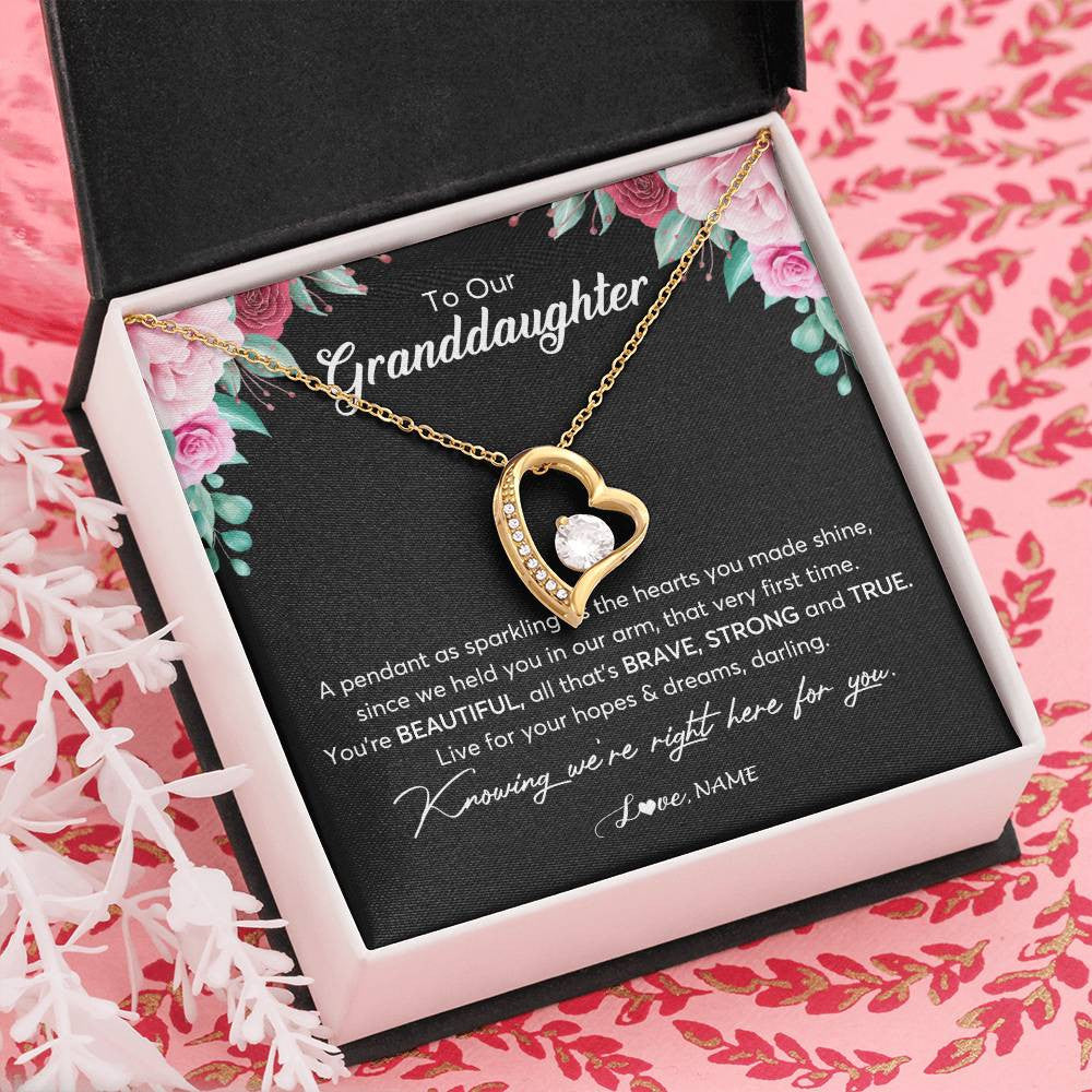 Personalized To Our Granddaughter Necklace From Aunt Uncle You're Beautiful Granddaughter Jewelry Pendant Birthday Christmas Customized Gift Box Message Card