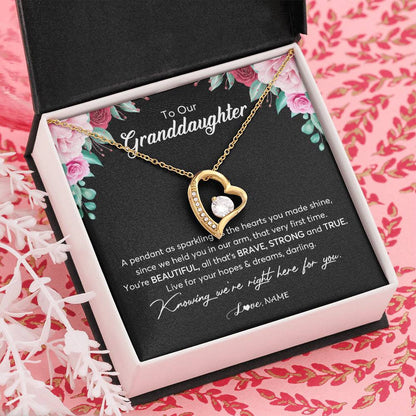 Personalized To Our Granddaughter Necklace From Aunt Uncle You're Beautiful Granddaughter Jewelry Pendant Birthday Christmas Customized Gift Box Message Card