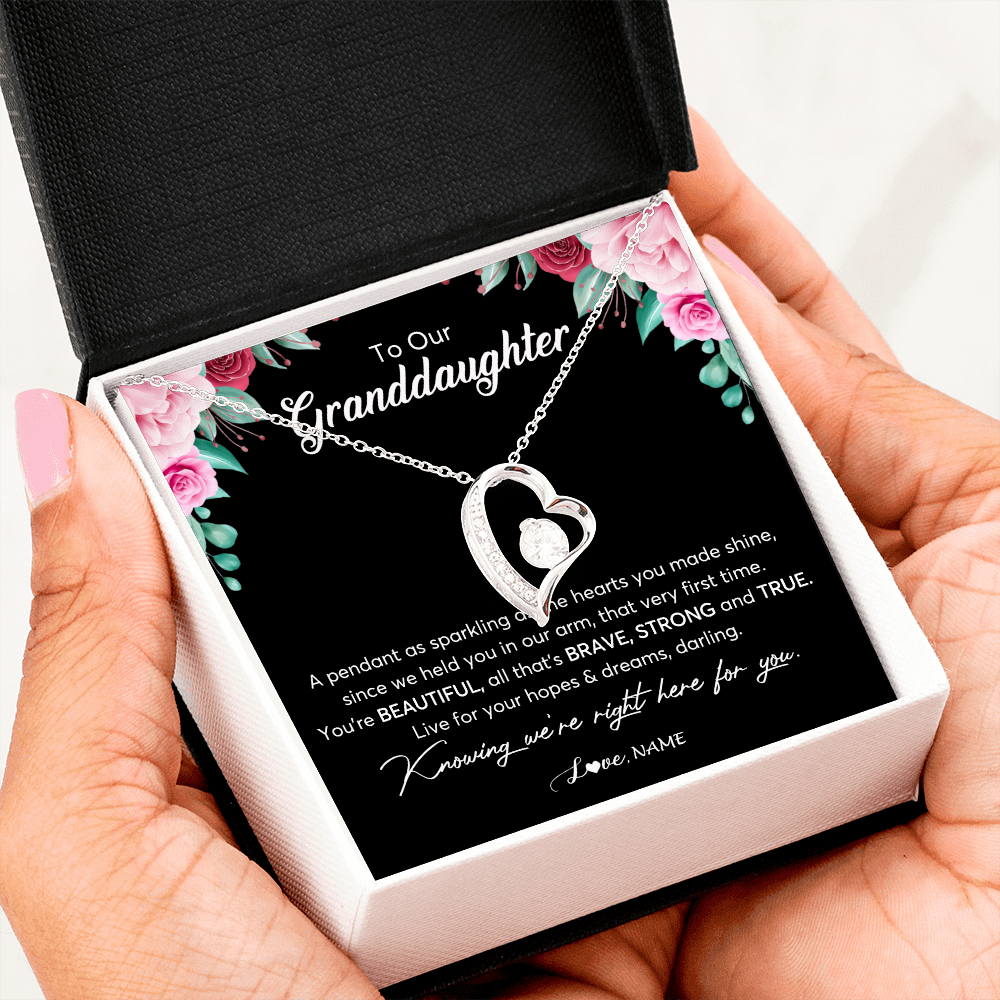 Personalized To Our Granddaughter Necklace From Aunt Uncle You're Beautiful Granddaughter Jewelry Pendant Birthday Christmas Customized Gift Box Message Card