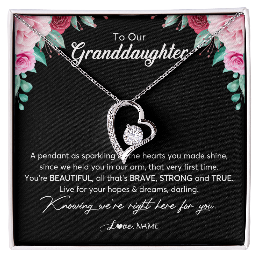 Personalized To Our Granddaughter Necklace From Aunt Uncle You're Beautiful Granddaughter Jewelry Pendant Birthday Christmas Customized Gift Box Message Card
